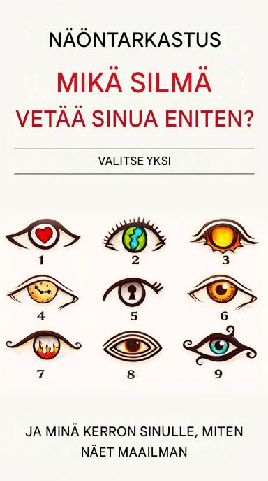 Näkötesti: Kumpi silmä sinua eniten kiehtoo? Valitse yksi, niin kerron sinulle, miten näet maailman.