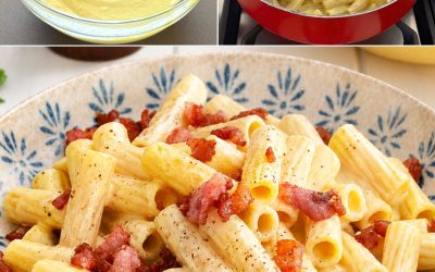 Ricotta-sahramipasta pekonilla – kermainen ja nopea arkiherkku