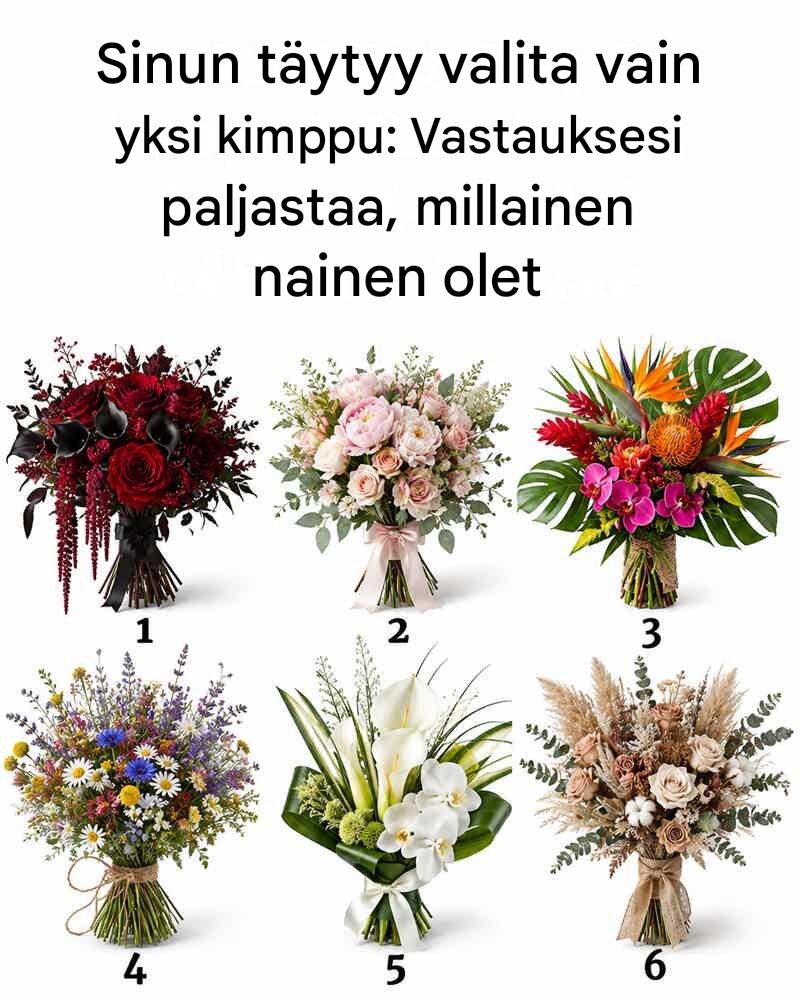 Sinun täytyy valita vain yksi kimppu: Vastauksesi paljastaa, millainen nainen olet