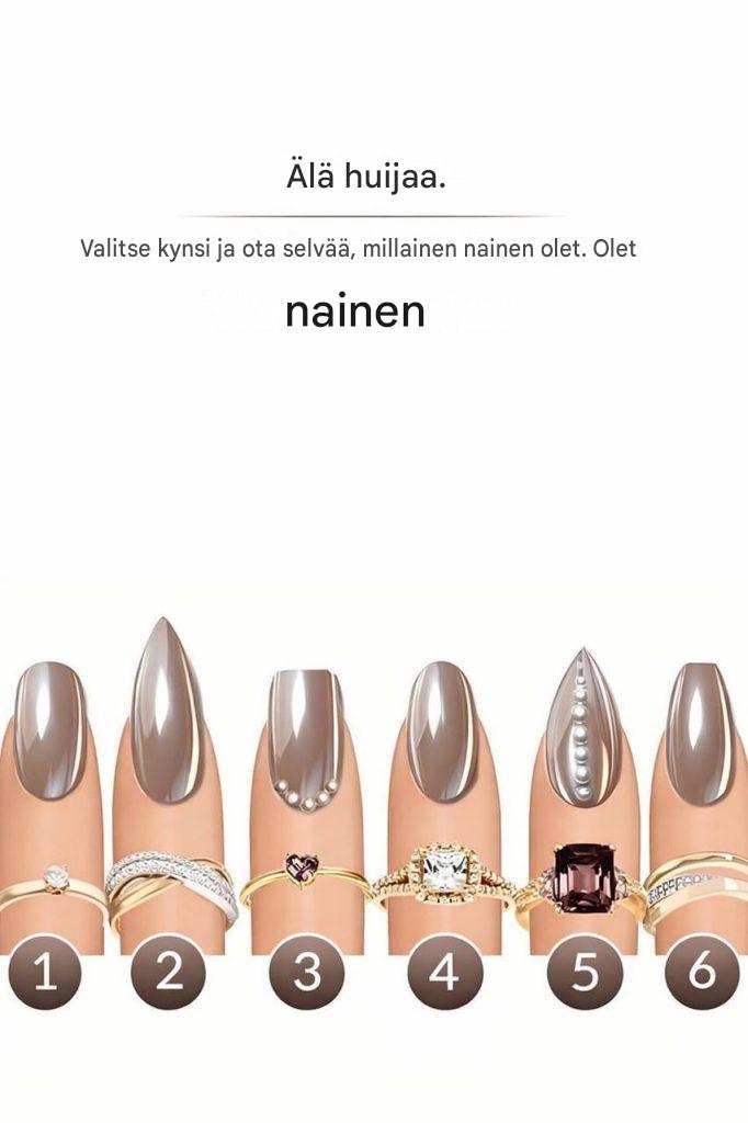 Mikä kynsi viehättää sinua eniten? Se paljastaa millainen nainen olet.