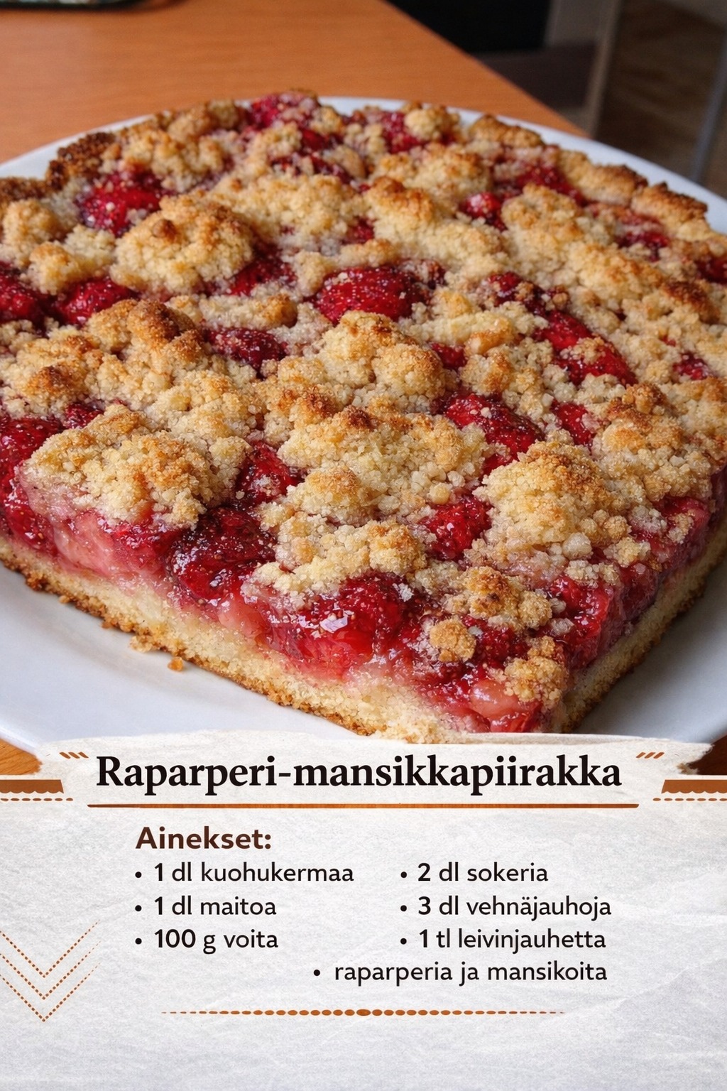 Raparperi-mansikkapiirakka – Raikas ja makea kesäherkku kahvihetkiin
