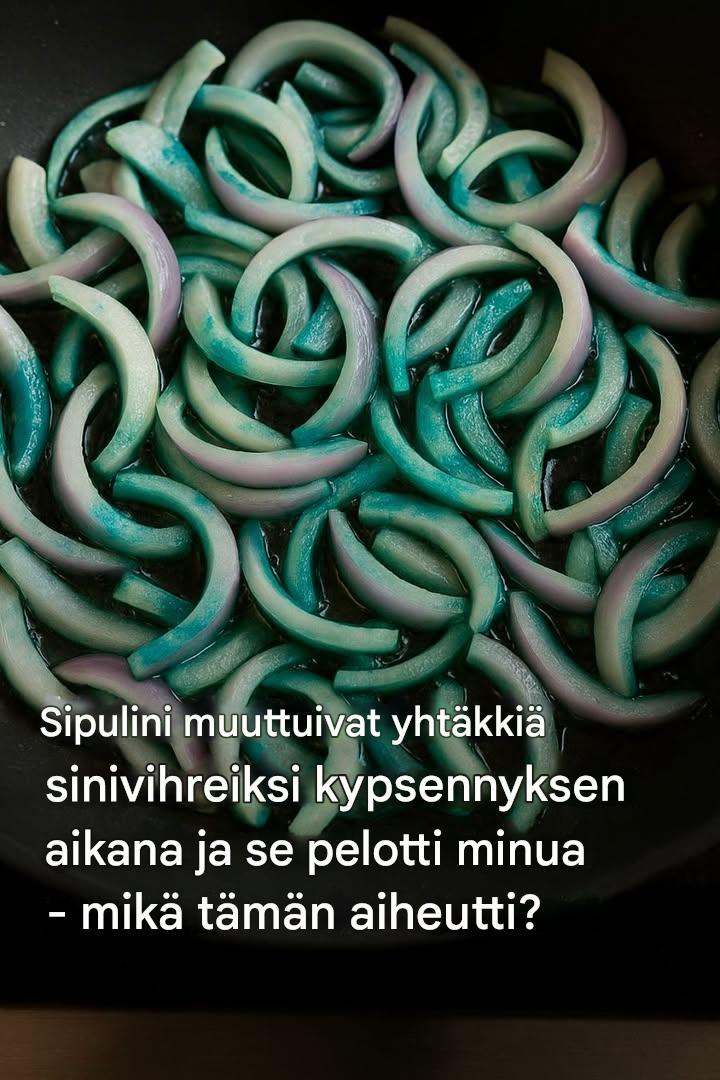 Sipulini muuttuivat yhtäkkiä sinivihreiksi kypsennyksen aikana ja se pelotti minua – mikä tämän aiheutti?