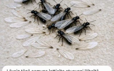 Löysin tänä aamuna lattialta etuoveni läheltä kasan siivekkäitä ötököitä ja irtonaisia ​​siipiä. Ne näyttävät vähän lentäviltä muurahaisilta, mutta ruumis näyttää suoralta. Onko talossani ongelmia?